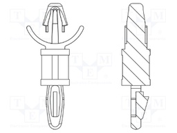 PCB distance; polyamide 66; L: 6.4mm; latch/latch; Colour: natural