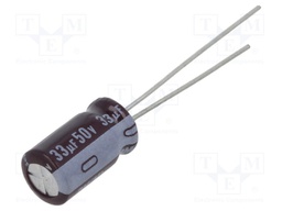 Capacitor: electrolytic; low impedance; THT; 33uF; 50VDC; ±20%