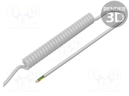 Wire: coiled; 6x0.5mm2; unshielded; PUR; white; 300V; 1.5m; 6m