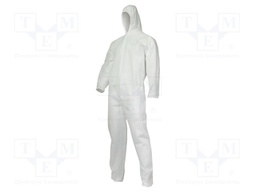 Protective coverall; Size: M; white; with a hood; 50g/m2