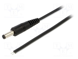Cable; wires,DC 4,8/1,7 plug; straight; 0.5mm2; black; 1.5m