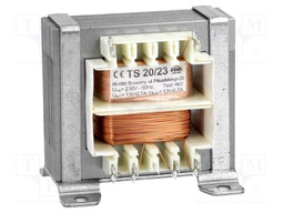 Transformer: mains; 20VA; 230VAC; 13V; 13V; 0.7A; 0.7A; IP00