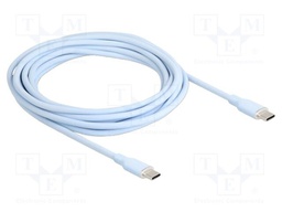 Cable; USB 2.0; USB C plug,both sides; gold-plated; 4m; blue; 60W