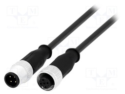 Cable: for sensors/automation; PIN: 4; M12-M12; 0.5m; plug; plug