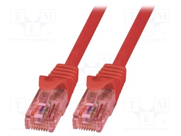 Patch cord; U/UTP; 6; stranded; Cu; LSZH; red; 1.5m; RJ45 plug; 26AWG