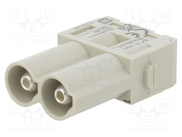 Heavy Duty Connector, Han-Modular Series, Insert, 2 Contacts, Plug, Screw Pin