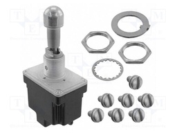 Switch: toggle; Pos: 3; DP3T; (ON)-OFF-ON; 6A/230VAC; 18A/28VDC