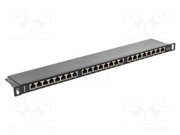 Patch panel; black; Number of ports: 24; Cat: 6; RJ45 socket x24
