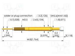 Test needle; Spring compression: 4mm; 5mm; 3A; plastic; Ø: 3mm; flat
