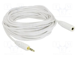 Cable; Jack 3.5mm 3pin socket,Jack 3.5mm 3pin plug; 5m; white