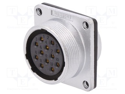 Socket; female; WS; PIN: 12; flange (4 holes),for panel mounting