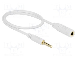 Cable; Jack 3.5mm 4pin socket,Jack 3,5mm 4pin plug; 0.5m; white