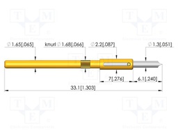 Test needle; Spring compression: 4mm; 5mm; 5A; steel; Ø: 1.3mm; 5N