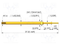 Test needle; Spring compression: 4mm; 5mm; 5A; CuBe; gold-plated