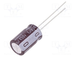 Capacitor: electrolytic; low impedance; THT; 1uF; 450VDC; Ø10x15mm