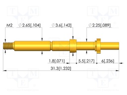 Test needle; Spring compression: 4mm; 5mm; 8A; CuBe; gold-plated
