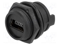Socket; USB B mini; for panel mounting; soldering; straight; IP67