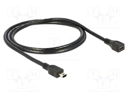 Cable; USB 2.0; USB B mini socket,USB B mini plug; 1m; black