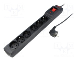 Plug socket strip: protective; Sockets: 6; 250VAC; 10A