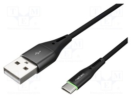 Cable; USB 2.0; USB A plug,USB C plug; nickel plated; 0.1m; black