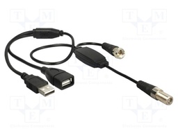 Cable; 0.57m; F socket,F plug,USB A socket,USB A plug; black