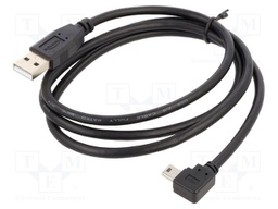 Cable; USB 2.0; USB A plug,USB B mini plug 90° left/right; 1m