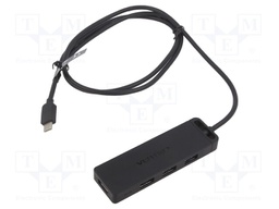 Hub USB; USB A socket x4,USB C plug; USB 3.0; PnP; black; 5Gbps