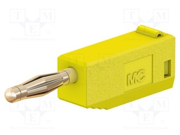 Plug; 2mm banana; 10A; 30VAC; 60VDC; yellow; gold-plated; 0.5mm2