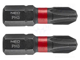 Kit: screwdriver bits; Phillips; 25mm; PH3; impact; 2pcs.