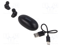 Wireless headphones with microphone; black; USB C; 20Hz÷20kHz