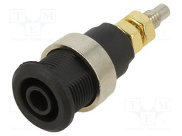 Socket; 4mm banana; 32A; 1kV; Cutout: Ø12.2mm; black; nickel plated