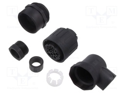 Connector: circular; plug; PIN: 13; female; w/o contacts; IP65; 300V
