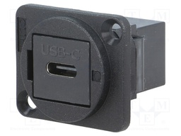 Coupler; both sides,USB C socket; FT; USB-C; plastic; 19x24mm