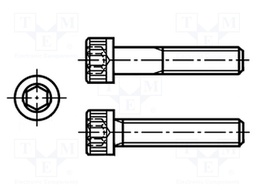 Screw; 1/4"x7/8"; DIN: 912; Head: knurled,cheese head; imbus; steel