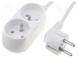 Extension lead; 3x1.5mm2; Sockets: 2; PVC; white; 1.5m; 16A