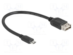 Cable; USB 2.0; gold-plated; 0.2m; black; 24AWG,28AWG; 480Mbps