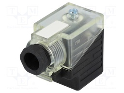 Valve connector; plug; Type: A; PIN: 3; 18mm; 4A; female; 24VDC; IP65