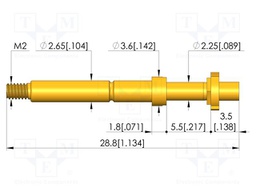 Test needle; Spring compression: 4mm; 5mm; 5A; CuBe; gold-plated
