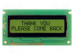 Display: LCD; STN Positive; 16x2; yellow-green; 84x44mm; PIN: 16