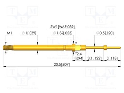 Test needle; Spring compression: 2.4mm; 3mm; 4A; CuBe; gold-plated