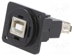Coupler; USB A socket,USB B socket; FT; USB 2.0; metal; 19x24mm