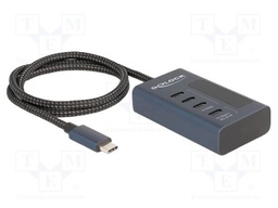 Hub USB; DC socket,USB C socket x4,USB C plug; navy blue; 0.6m