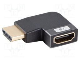 Adapter; HDMI socket,HDMI plug 90° left/right; HDMI 2.1; silver