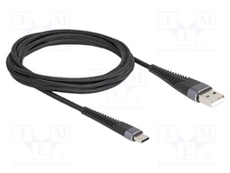 Cable; USB 2.0; USB A plug,USB C plug; 2m; black; 22AWG,30AWG