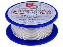 Silver plated copper wires; 0.8mm; 100g; 22m; -200÷800°C