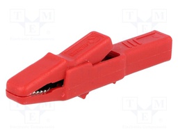 Crocodile clip; 25A; red; Grip capac: max.9.5mm; Socket size: 4mm