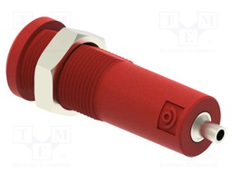 Connector: 4mm banana; socket; 10A; red; 2mm soldering hole