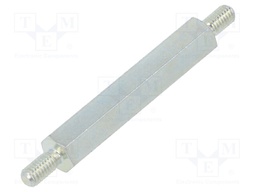 Screwed spacer sleeve; 30mm; Ext.thread: M3; hexagonal; steel