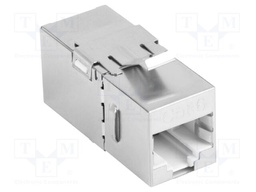 RJ 45 coupler; silver; Cat: 6; RJ45 socket,both sides; 8p8c