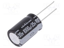 Capacitor: electrolytic; THT; 1000uF; 35VDC; Ø16x25mm; Pitch: 7.5mm